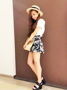 「アイテム（クラッチバッグ、レッド系）」を使った、chizuruさん（レディース・156cm）の夏コーディネート