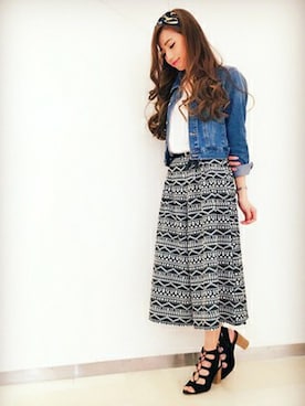 「アイテム（ヘアバンド）」を使った、chizuruさん（レディース・156cm）の春コーディネート