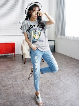 ダメージジーンズ」の人気ファッションコーディネート（季節：6月〜8月