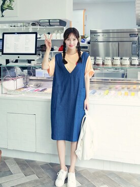 「HOTPING（ホッピン）のアイテム（シューズ）」を使った、HOTPINGさん（レディース・163cm）の夏コーディネート