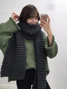 「アイテム（マフラー）」を使った、HOTPINGさん（レディース・163cm）の冬コーディネート