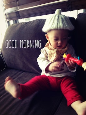 「HOMEMADEのアイテム」を使った、shushuさん（キッズ・80cm）の冬コーディネート