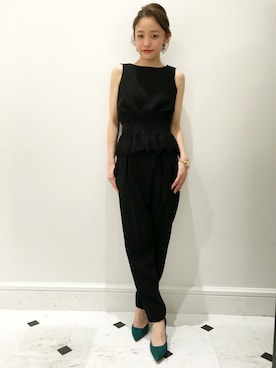 「ドレスアップ」｜「アイテム（オールインワン・サロペット）」を使った、marinaさん（レディース・154cm）の冬コーディネート