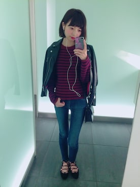 「MAISON DE REEFUR」｜「アイテム（ライダースジャケット）」を使った、sayaさん（レディース・162cm）の秋コーディネート