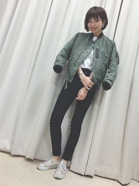 「Buzz Rickson's（バズリクソンズ）のアイテム（ブルゾン）」を使った、sayaさん（レディース・162cm）の冬コーディネート