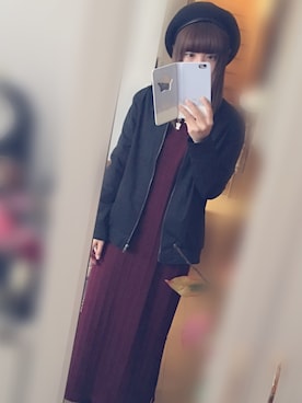 「リブ　」｜「アイテム（ブルゾン）」を使った、mariさん（レディース・153cm）の秋コーディネート