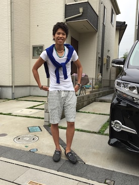 「GOSTAR DE FUGA（ゴスタール ジフーガ）のアイテム（その他アウター）」を使った、中村優太さん（メンズ・170cm）の夏コーディネート