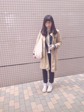 「ジージャン」｜「アイテム（トレンチコート）」を使った、かなみさん（レディース・163cm）の冬コーディネート