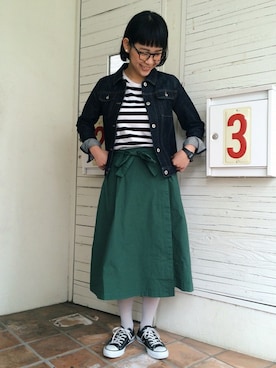 「PAR ICI」｜「アイテム（デニムジャケット）」を使った、Yさん（レディース・163cm）の春コーディネート