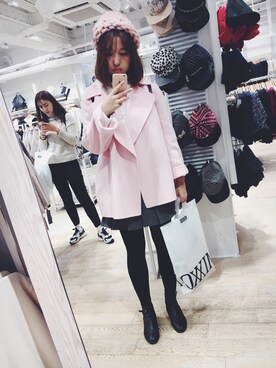 「8seconds（エイトセカンズ）のアイテム（帽子）」を使った、Jingwen Yanさん（レディース・171cm）の秋コーディネート