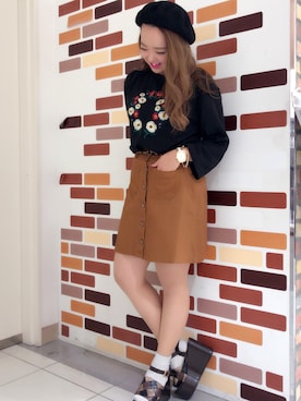 「SpRay（スプレイ）のアイテム（ハンチング/ベレー帽）」を使った、PINK DIAMOND川口店さん（レディース・158cm）の秋コーディネート