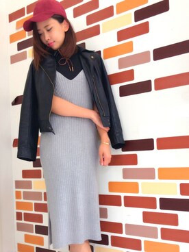 「SpRay（スプレイ）のアイテム（ライダースジャケット）」を使った、PINK DIAMOND川口店さん（レディース・168cm）の秋コーディネート