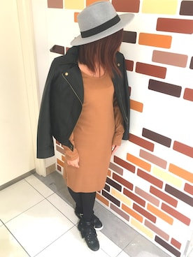 「SpRay（スプレイ）のアイテム（ライダースジャケット）」を使った、PINK DIAMOND川口店さん（レディース・158cm）の秋コーディネート