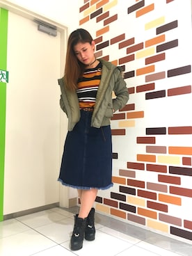 「SpRay（スプレイ）のアイテム（ミリタリージャケット）」を使った、PINK DIAMOND川口店さん（レディース・163cm）の秋コーディネート