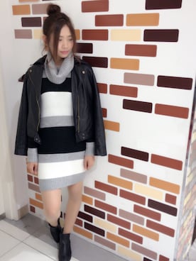 「SpRay（スプレイ）のアイテム（ライダースジャケット）」を使った、PINK DIAMOND川口店さん（レディース・168cm）の秋コーディネート
