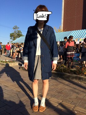 「コクーンスカート」｜「アイテム（スウェット）」を使った、はるなさん（レディース・152cm）の秋コーディネート
