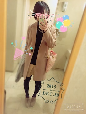 「同窓会」｜「アイテム（チェスターコート）」を使った、haruさん（レディース・157cm）の冬コーディネート