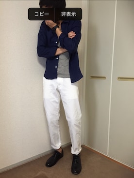 「ネイビーシャツ」｜カズさん（メンズ・180cm・20代）の春コーディネート