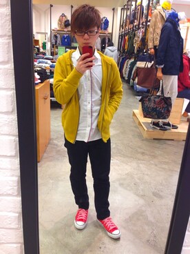 「パーカー　黄色　」｜大前 裕紀さん（メンズ・160cm）の春コーディネート