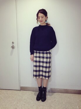 「ボンディング」｜「アイテム（アクセサリー）」を使った、しゅがーろーるさん（レディース・163cm）の秋コーディネート