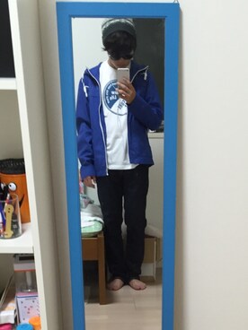 「アイテム（マウンテンパーカー、ブルー系）」を使った、こーた 1226...さん（メンズ・160cm）の秋コーディネート