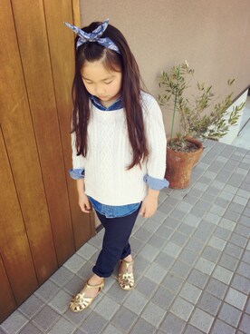 「Right-on KIDS（ライトオンキッズ）のアイテム（ニット/セーター）」を使った、&Nさん（キッズ・120cm）の春コーディネート