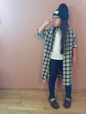「ラブ＆ピース2016」｜「アイテム（シャツワンピース）」を使った、&Nさん（キッズ・123cm）の秋コーディネート