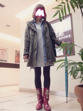 「デニムワンピース」｜「アイテム（モッズコート）」を使った、おまきさん（レディース・157cm）の冬コーディネート