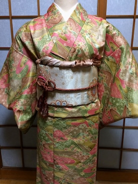 「アイテム（浴衣、グリーン系）」を使った、ゆーさん（レディース・167cm）の秋コーディネート