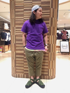 「Lightning Bolt（ライトニングボルト）のアイテム（帽子）」を使った、伊藤さん（メンズ・165cm）の夏コーディネート