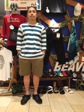 「MANASTASH（マナスタッシュ）のアイテム（チノパンツ）」を使った、伊藤さん（メンズ・165cm）の夏コーディネート