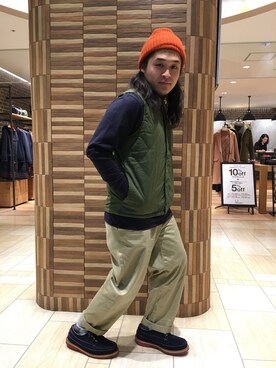 「MANASTASH（マナスタッシュ）のアイテム（ベスト）」を使った、伊藤さん（メンズ・165cm）の冬コーディネート