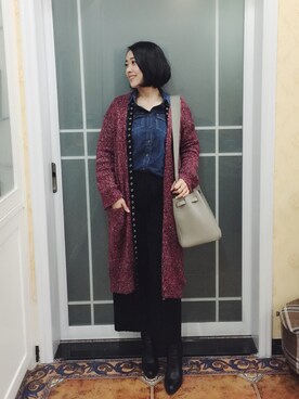 「hello of houseのアイテム（トートバッグ、グレー系）」を使った、athena*何静さん（レディース・163cm）の秋コーディネート