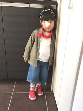 「バンダナ」｜「アイテム（MA-1）」を使った、hiiiiさん（キッズ・90cm）の春コーディネート