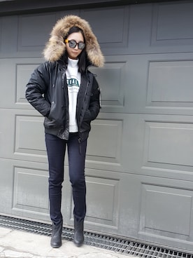 「daily look」｜「アイテム（マウンテンパーカー）」を使った、CLRIDE.nさん（レディース・165cm）の秋コーディネート