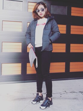 「アイテム（マウンテンパーカー、ブルー系）」を使った、CLRIDE.nさん（レディース・165cm）の秋コーディネート