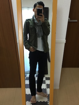「united arrows」｜「アイテム（ミリタリージャケット）」を使った、TaijiSekiさん（メンズ・178cm）の秋コーディネート