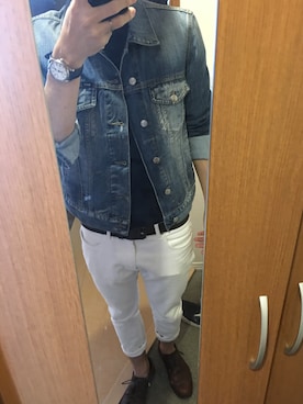 「LACOSTE」｜「アイテム（デニムジャケット）」を使った、TaijiSekiさん（メンズ・178cm）の秋コーディネート
