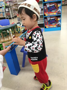 「西松屋（ニシマツヤ）のアイテム（サロペット/オーバーオール、その他）」を使った、koooさん（キッズ・90cm）の秋コーディネート