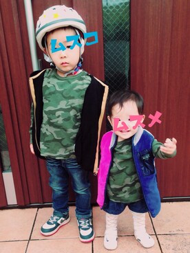 「FITH（フィス）のアイテム（ベスト）」を使った、rikou92さん（キッズ・90cm）の秋コーディネート