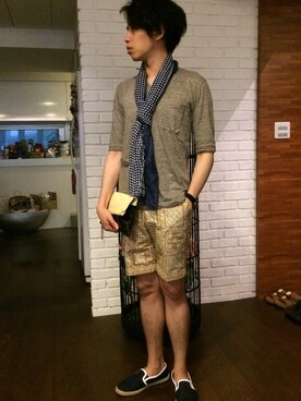 「SHIPS JET BLUE（シップスジェットブルー）のアイテム（モカシン/デッキシューズ）」を使った、hAoさん（メンズ・176cm）の夏コーディネート