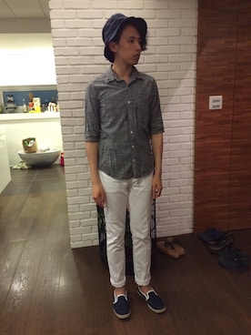 「SHIPS JET BLUE（シップスジェットブルー）のアイテム（モカシン/デッキシューズ）」を使った、hAoさん（メンズ・176cm）の秋コーディネート