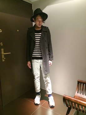 「glamb（グラム）のアイテム（トレンチコート）」を使った、hAoさん（メンズ・176cm）の秋コーディネート