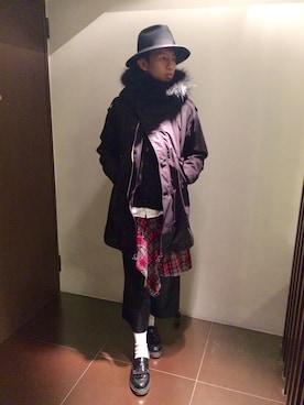 「LAD MUSICIAN（ラッドミュージシャン）のアイテム（ミリタリージャケット）」を使った、hAoさん（メンズ・176cm）の冬コーディネート