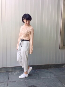 「SUPERGA（スペルガ）のアイテム（シューズ）」を使った、umemoto seikaさん（レディース・160cm）の冬コーディネート