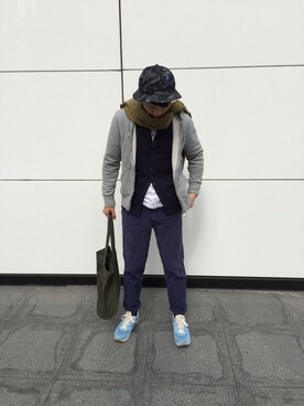 「agnes b.（アニエスベー）のアイテム（ノーカラージャケット）」を使った、Kokukei Shenさん（メンズ・173cm）の冬コーディネート