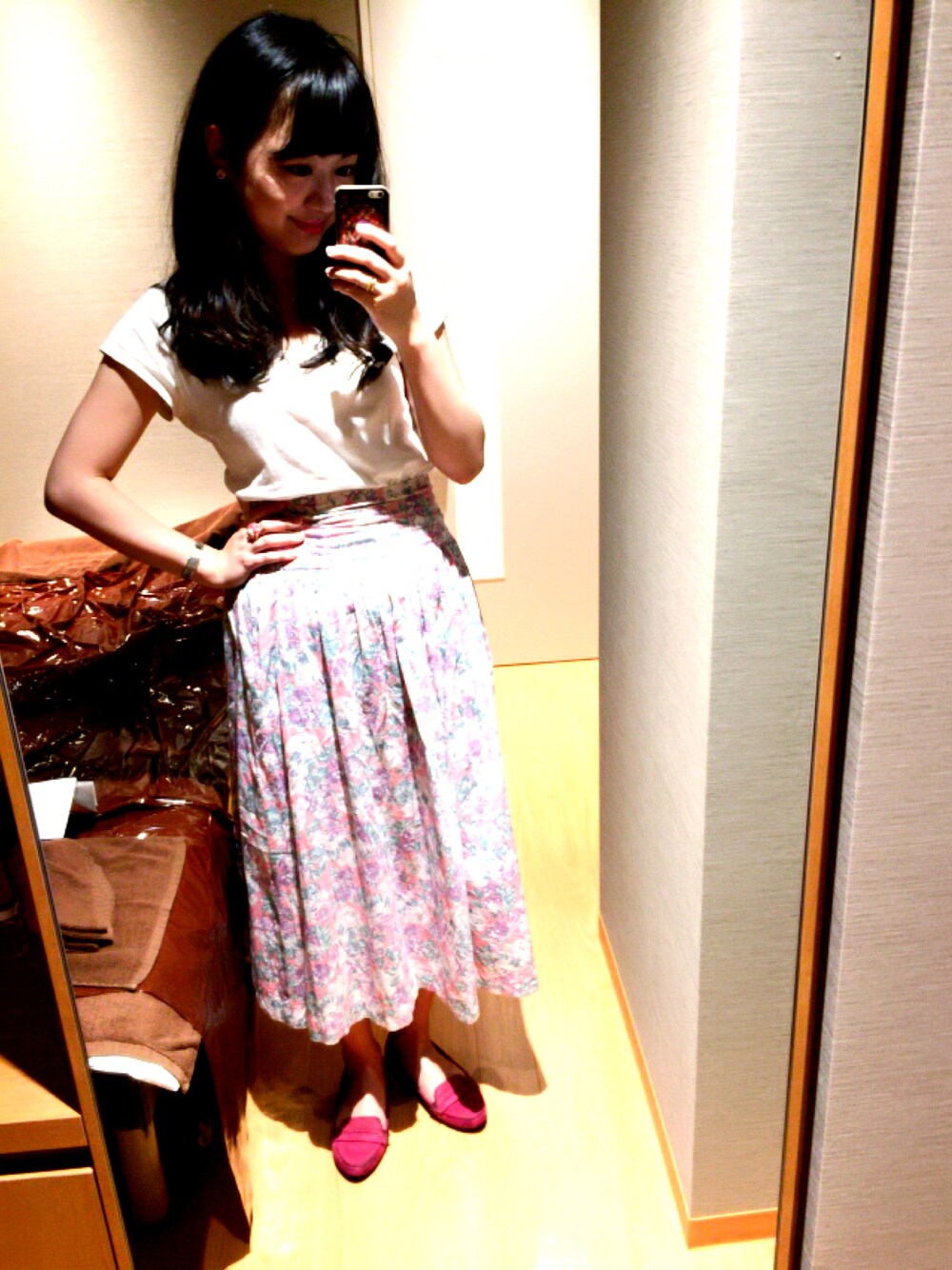 「Dayoff、shibuya、dance、Lesson、hot、summer、coming」｜「LAURA ASHLEYのアイテム（スカート、ピンク系）」を使った、Annyさん（レディース・164cm）の春コーディネートの1枚目の写真