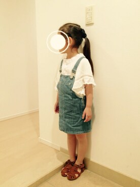 「petit main（プティマイン）のアイテム（シューズ）」を使った、ponrunさん（キッズ・110cm）の春コーディネート