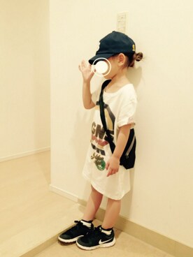 「AIGLE（エーグル）のアイテム（バッグ）」を使った、ponrunさん（キッズ・110cm）の春コーディネート