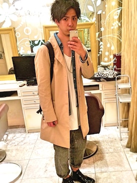 「no brand（ノーブランド）のアイテム（パンツ、グレー系）」を使った、u&tさん（メンズ・173cm）の春コーディネート